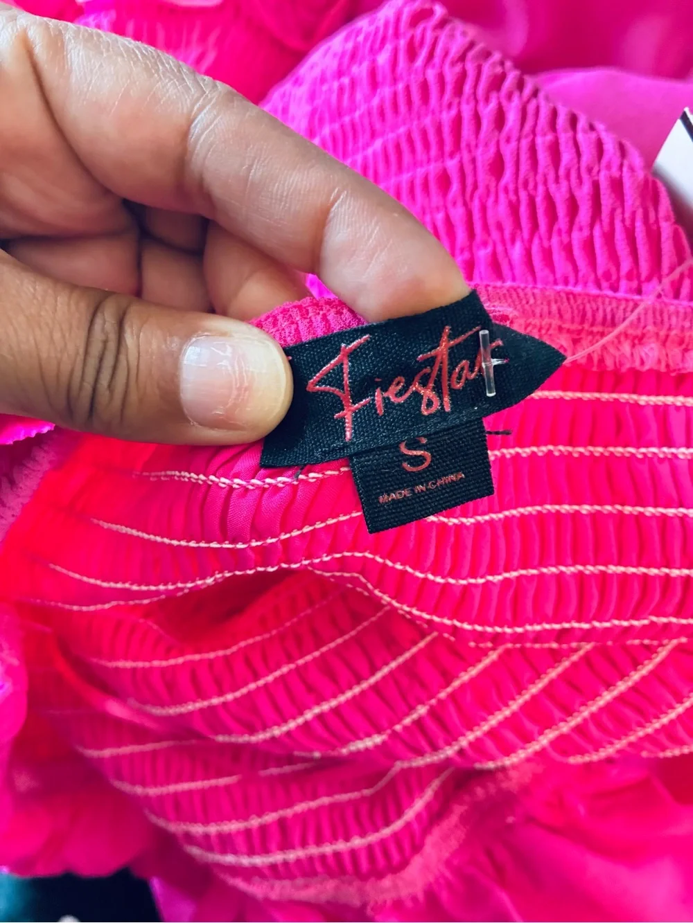 Fiesta Hot Pink Halter Smocked Mini Dress NWT Size Small + Free Zara Gift